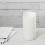 Светодиодная свеча с имитацией пламени 15 см, белая восковая, батарейка