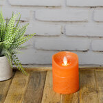 Светодиодная свеча с имитацией пламени 10 см, оранжевая восковая, батарейка