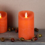 Светодиодная свеча с имитацией пламени 12.5 см, оранжевая восковая, батарейка