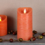 Светодиодная свеча с имитацией пламени 15 см, оранжевая восковая, батарейка