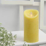 Светодиодная свеча с имитацией пламени 15 см, желтая восковая, батарейка