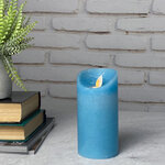 Светодиодная свеча с имитацией пламени Линдис 15 см, голубая, батарейка