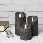 Набор свечей с имитацией пламени Ленорра Magic Flame 10-15 см, 3 шт, черные, с пультом управления