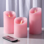 Набор свечей с имитацией пламени Ленорра Magic Flame 10-15 см, 3 шт, розовые, с пультом управления