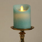 Светодиодная свеча с имитацией пламени 10 см, мятная восковая, батарейка