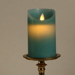 Светодиодная свеча с имитацией пламени 12.5 см, мятная восковая, батарейка