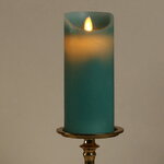Светодиодная свеча с имитацией пламени 18 см, мятная восковая, батарейка