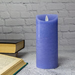 Светодиодная свеча с имитацией пламени 18 см, синяя восковая, батарейка