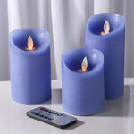 Набор свечей с имитацией пламени Ленорра Magic Flame 10-15 см, 3 шт, синие, с пультом управления