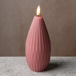 Светодиодная свеча с имитацией пламени Грацио 15 см темно-розовая, на батарейках