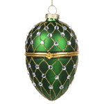 Стеклянная елочная игрушка Яйцо-шкатулка Ouverture 9 см изумрудная