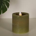 Светодиодная свеча с имитацией пламени Arevallo 7.5 см, оливковая, батарейка
