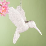 Елочная игрушка Колибри Shiny White 9 см, подвеска