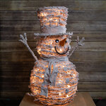 Светящийся Снеговик Сноувальд с серыми пуговицами 70 см 50 теплых белых LED ламп