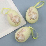 Пасхальные украшения Яйца: Easter Bunny 9 см желтые, 3 шт, подвеска