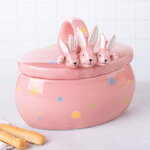 Конфетница Дружелюбные Кролики 17*15 см розовая