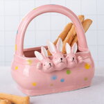 Конфетница Три Кролика 15 см розовая